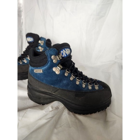 womens size 6.5 vintage y2k Bongo chunky platform shoe Emo Goth Blue Logo - Picture 8 of 13